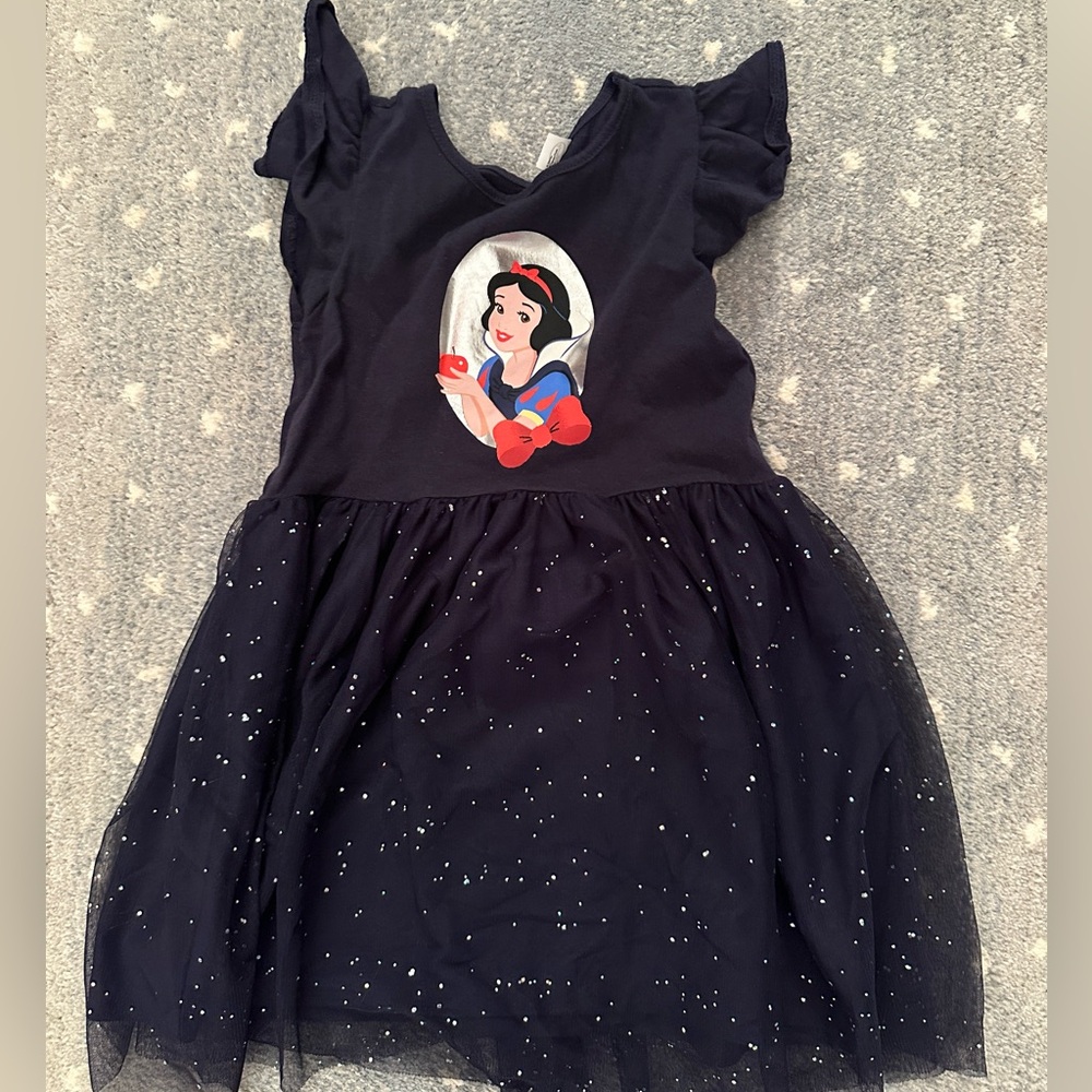 H&M Snow White navy dress sparkles and silvery Snow White scene size 5t/6